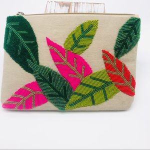 Beaded Colorful Leaf Clutch